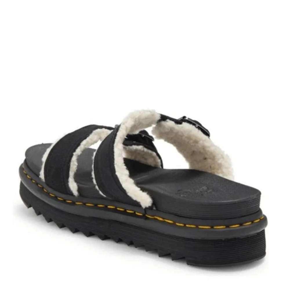Dr. Martens Myles Faux Fur Platform Sandal (Unisex),‎ Black, Size 13, NWT